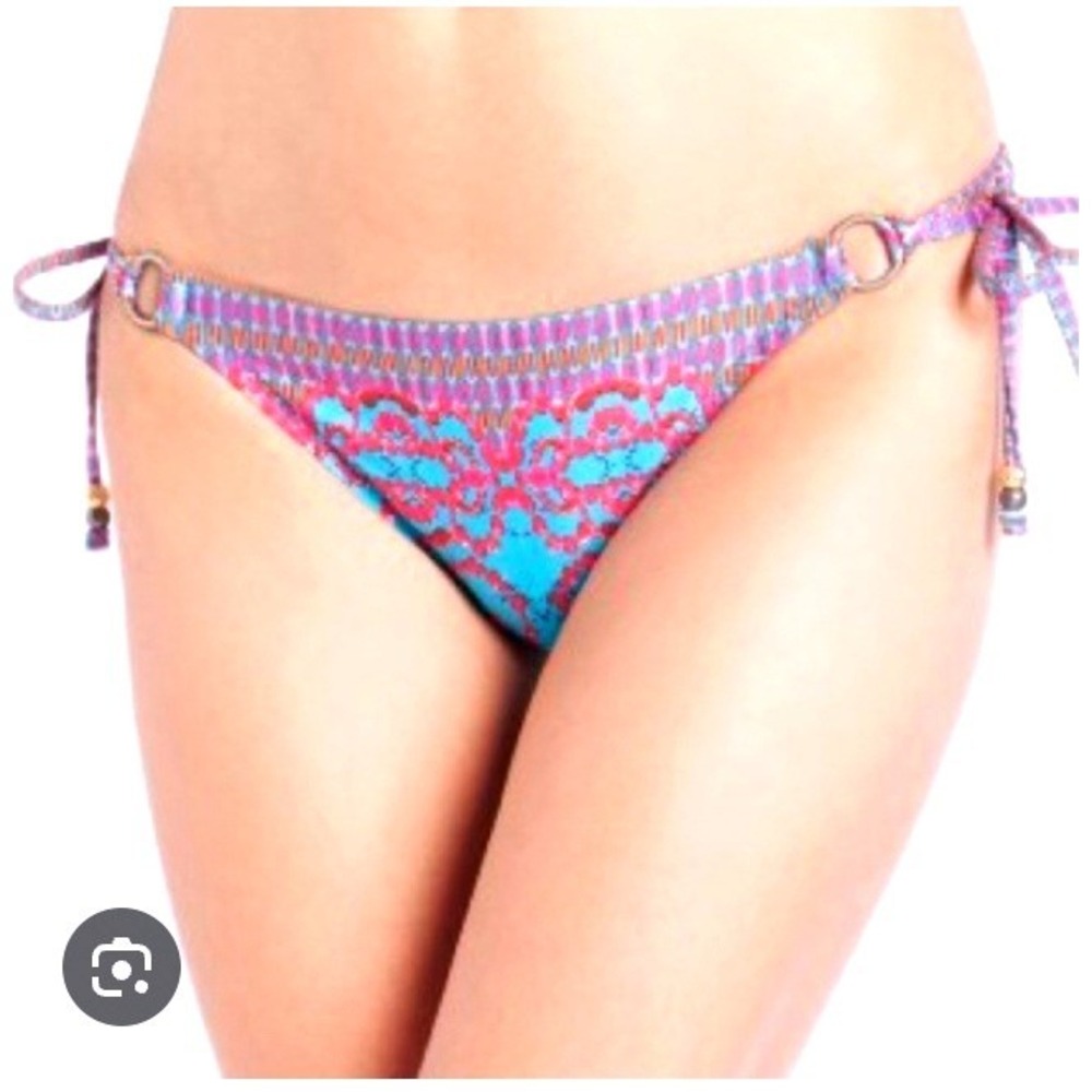 Nanette Lepore Printed Side-Tie Bikini Bottom Rings, Multicolor, Size L